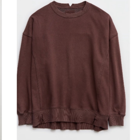 aerie The Chill Boxy Sweatshirt in Cocoa Brown * EUC* Small - Picture 1 of 8